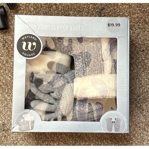 3/$15 Gray Memory Foam Slipper Boots and Gloves